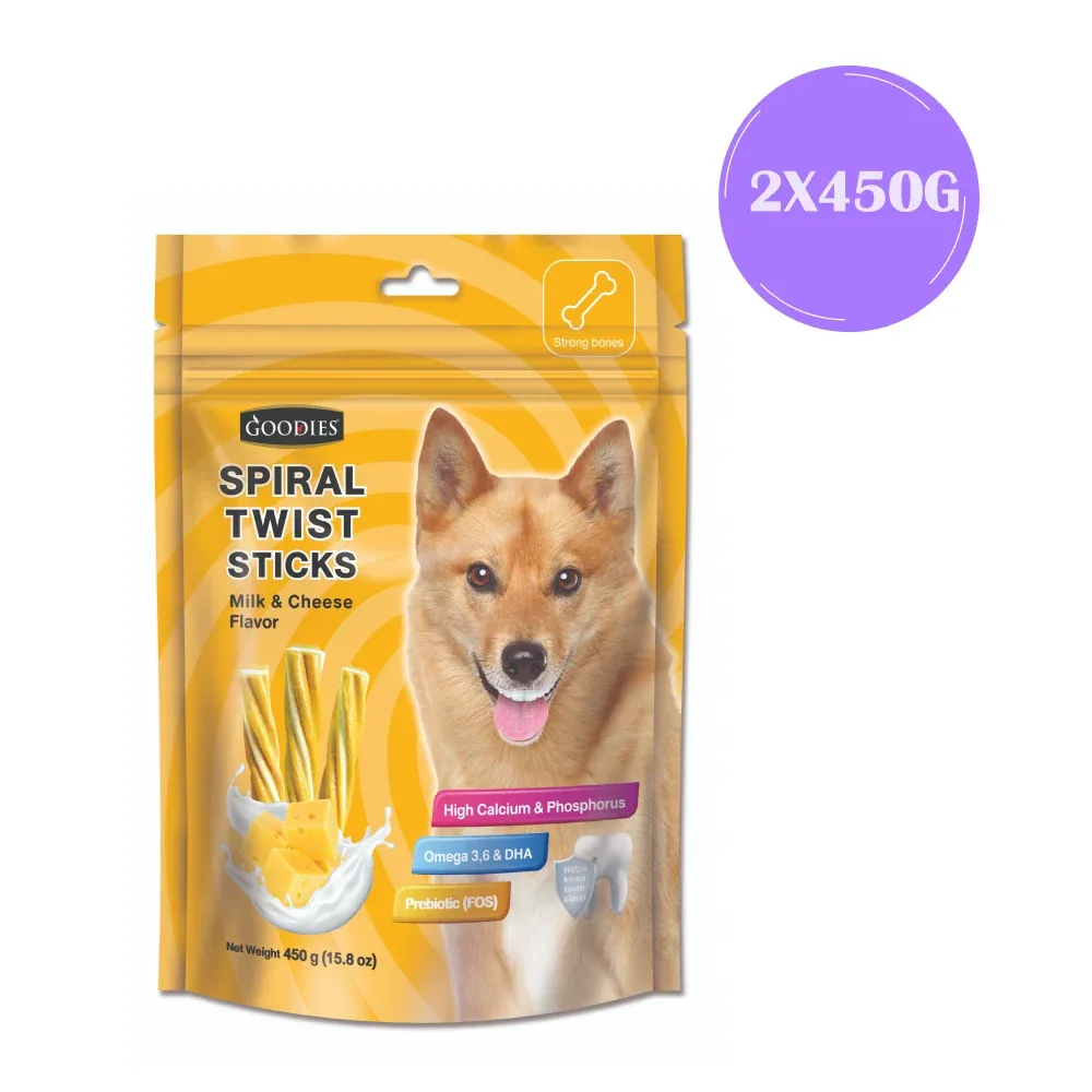 Goodies Milk & Cheese Spiral Twist Stick Dog Treats - Image 2