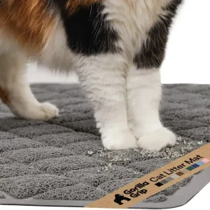GORILLA GRIP Cat Litter Box Mat, Cushioned Coil Mesh Litter Trapping Mat, Scatter Control, Phthalate Free, Ultra Deep Catch Grooves, Easy Clean