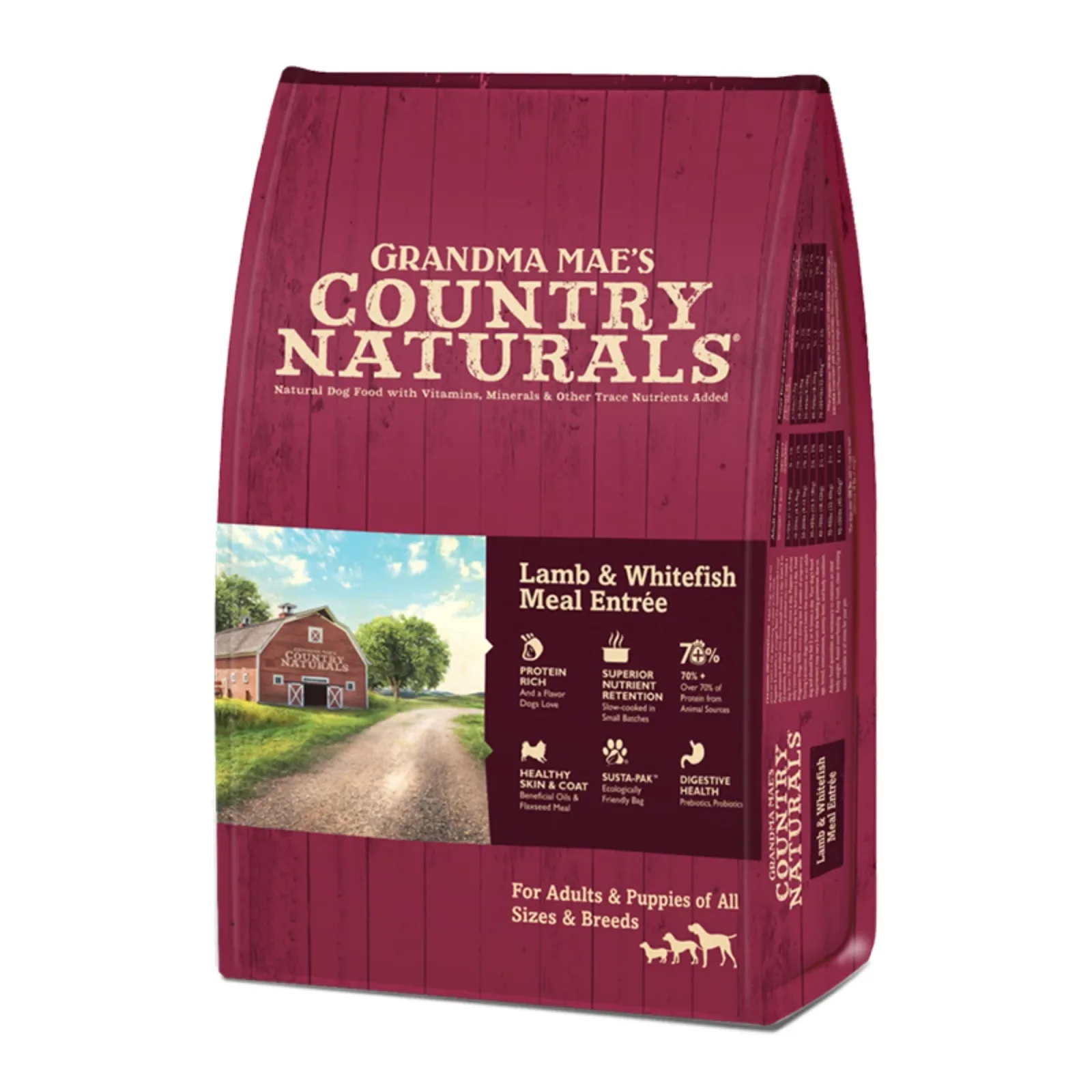 Grandma Mae's Country Naturals Dry Dog Food Lamb & Whitefish Meal, 25 lb