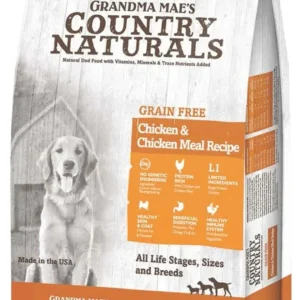 Grandma Mae's Country Naturals Grain-Free Dry Dog Food Chicken & Chicken Meal, 14 oz each, Case of 18