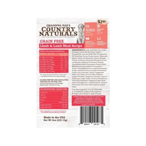 Grandma Mae's Country Naturals Grain-Free Dry Dog Food Lamb & Lamb Meal, 9 oz each, Case of 18
