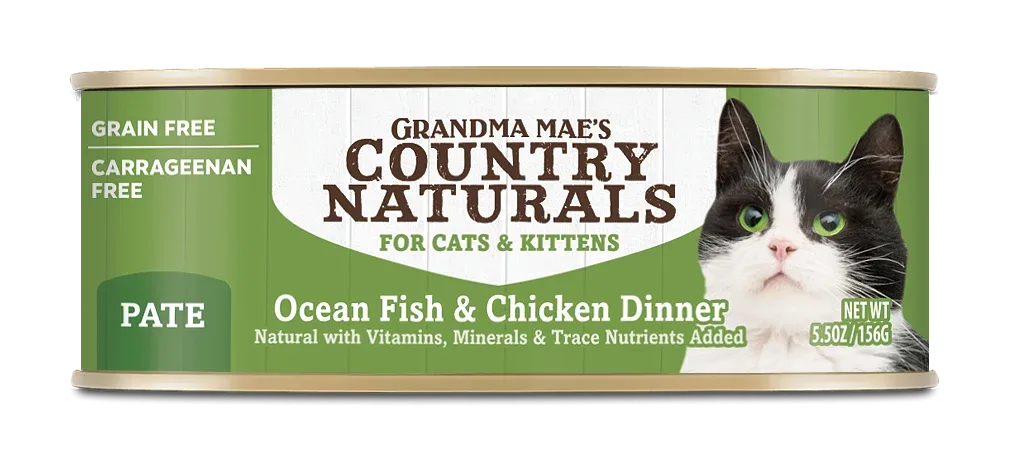 Grandma Mae's Country Naturals Grain Free Wet Cat Food Ocean Fish & Chicken 5.5oz 24pk