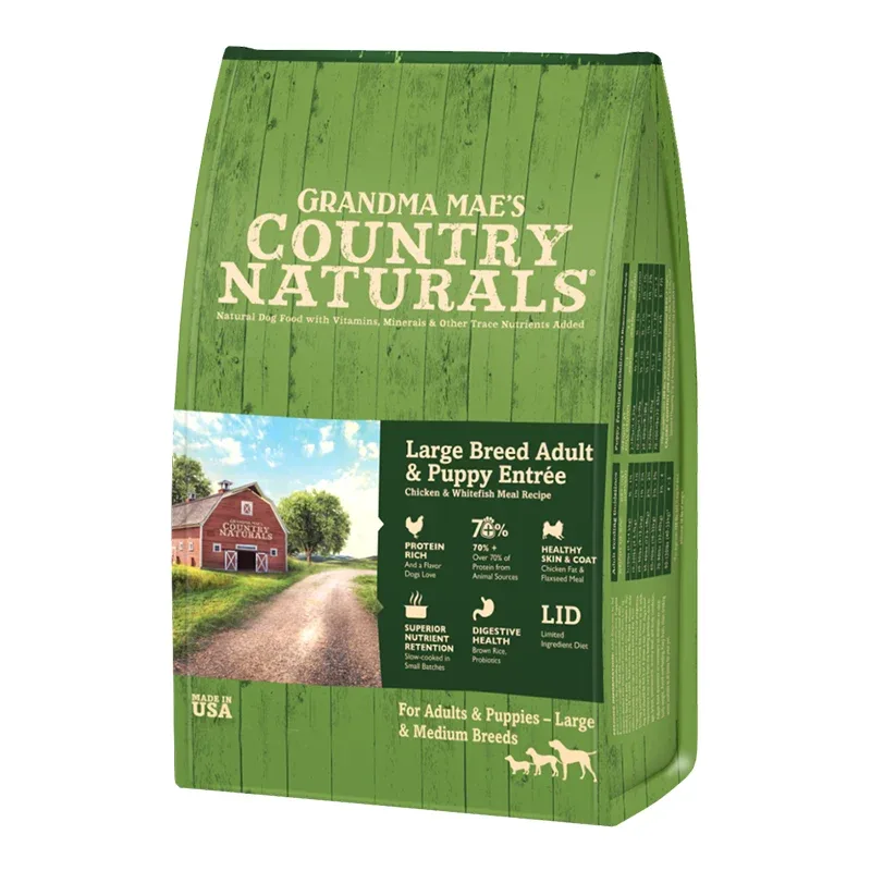 Grandma Mae's Country Naturals Large Breed Adult & Puppy Entrée Dry Dog Food Chicken & Rice 14 lb