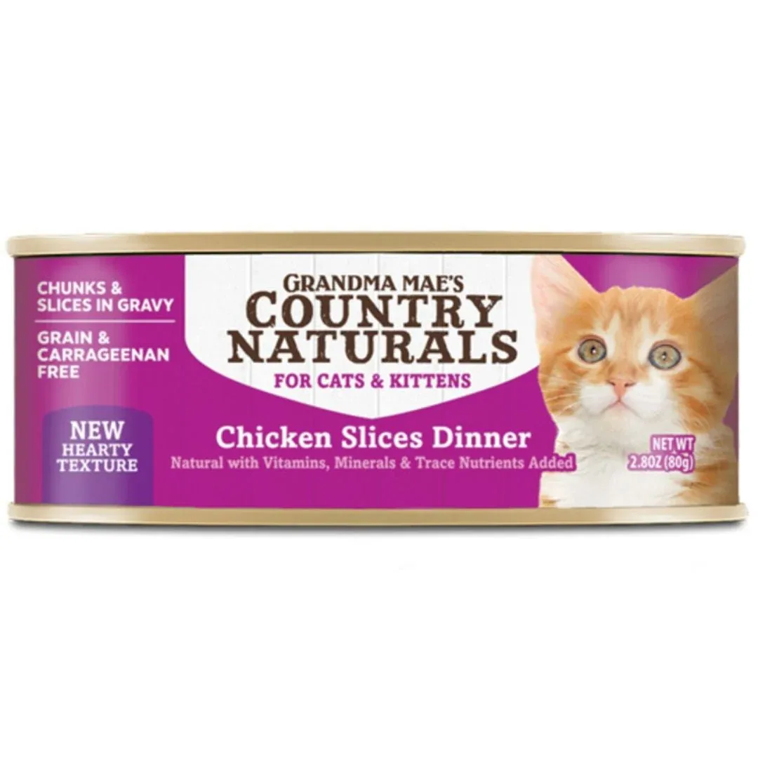 Grandma Mae's Country Naturals Slices in Gravy Dinner Canned Cat Food Chicken Slices 2.8 oz