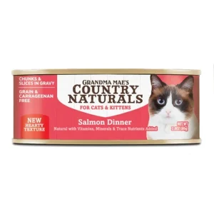 Grandma Mae's Country Naturals Slices in Gravy Dinner Canned Cat Food Salmon Slices 2.8 oz