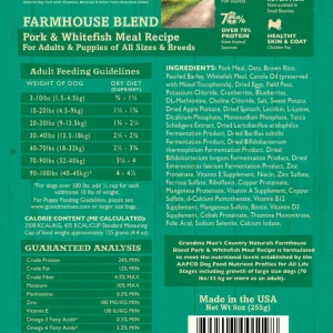 Grandma Mae's Premium Pork & Whitefish Dry Dog Food, 14 oz each, Case of 18