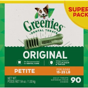 Greenies Dog Dental Dog Treats Petite, Original, 54 oz, 90 ct
