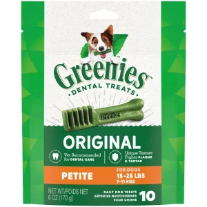 Greenies Dog Dental Dog Treats Petite, Original, 6 oz, 10 ct