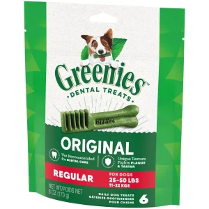 Greenies Dog Dental Dog Treats Regular, Original, 6 oz, 6 ct