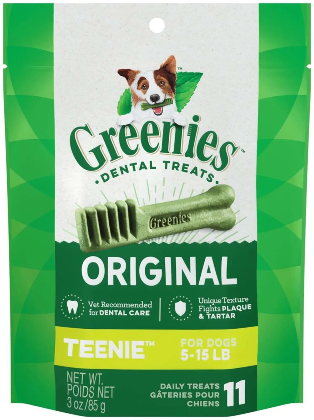 Greenies Dog Dental Dog Treats Teenie, Original, 3 oz, 11 ct