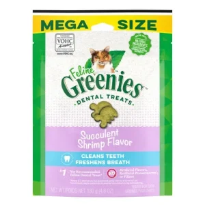 Greenies Feline Adult Cat Dental Cat Treats Succulent Shrimp, 2.1 oz