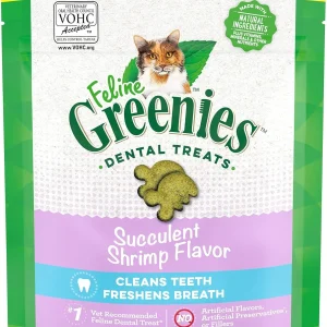 Greenies Feline Adult Cat Dental Cat Treats Succulent Shrimp, 4.6 oz