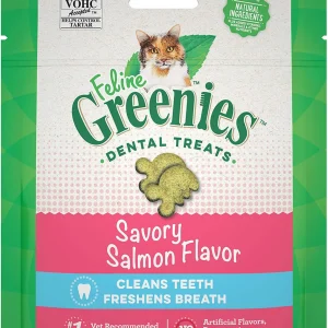Greenies Feline Adult Cat Dental Cat Treats Variety Pack, Chicken & Salmon, 4.6 oz each, Case of 36