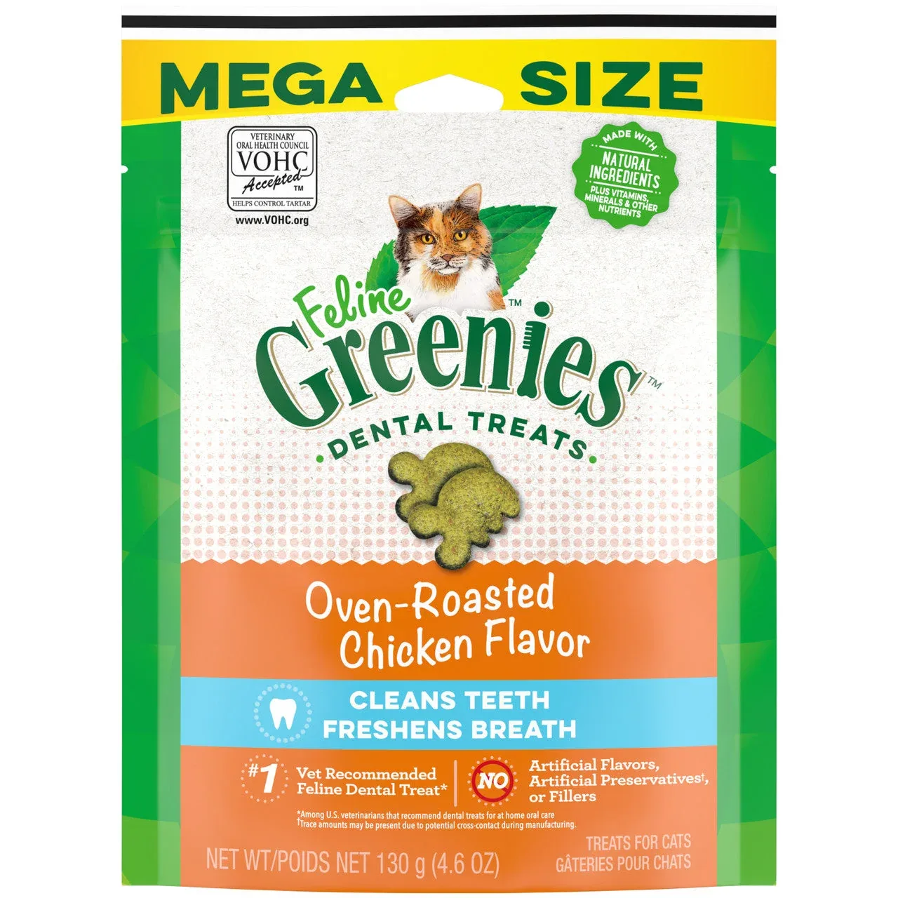 Greenies Feline Adult Cat Dental Treats Oven Roasted Chicken 4.6oz