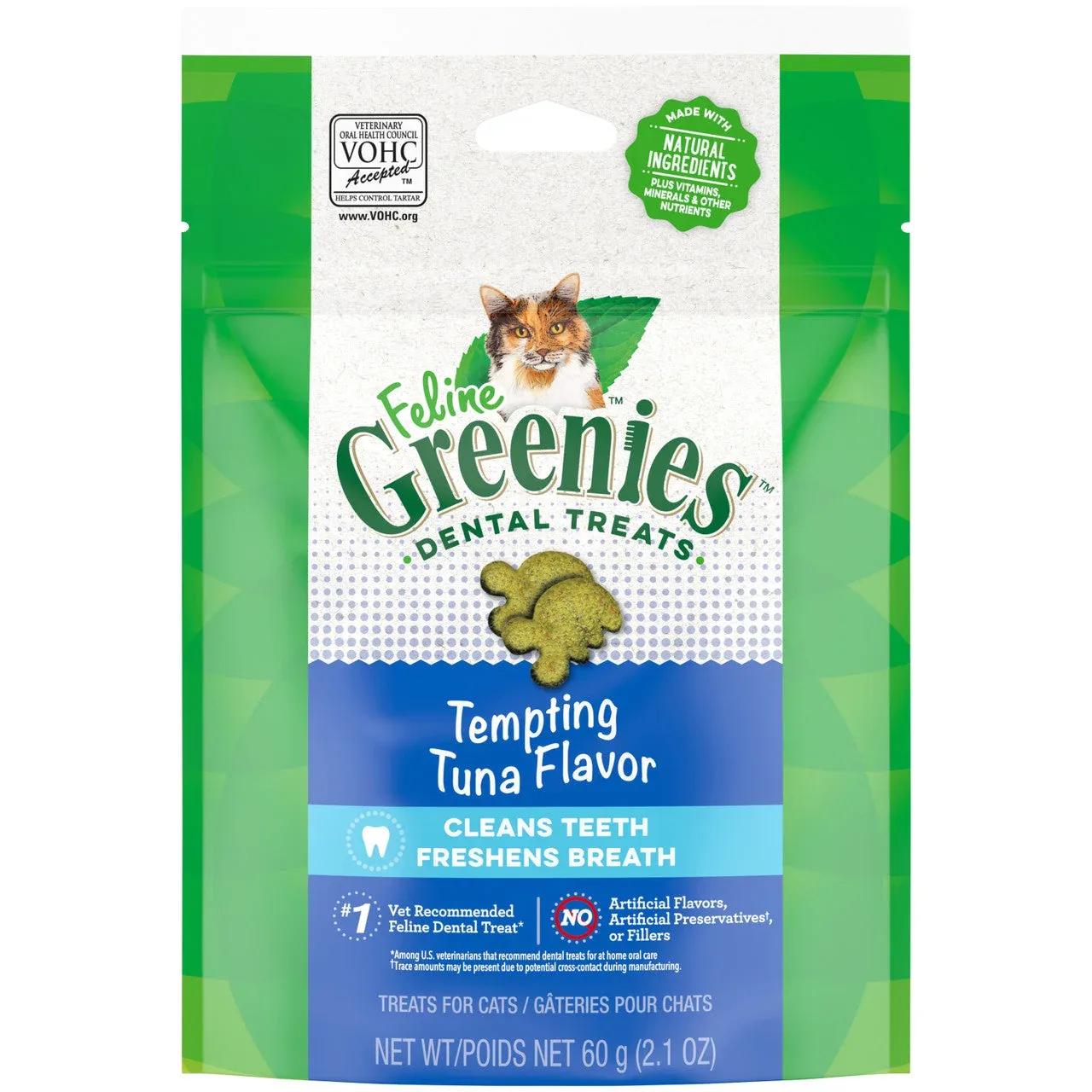 Greenies Feline Adult Cat Dental Treats Tempting Tuna 2.1oz