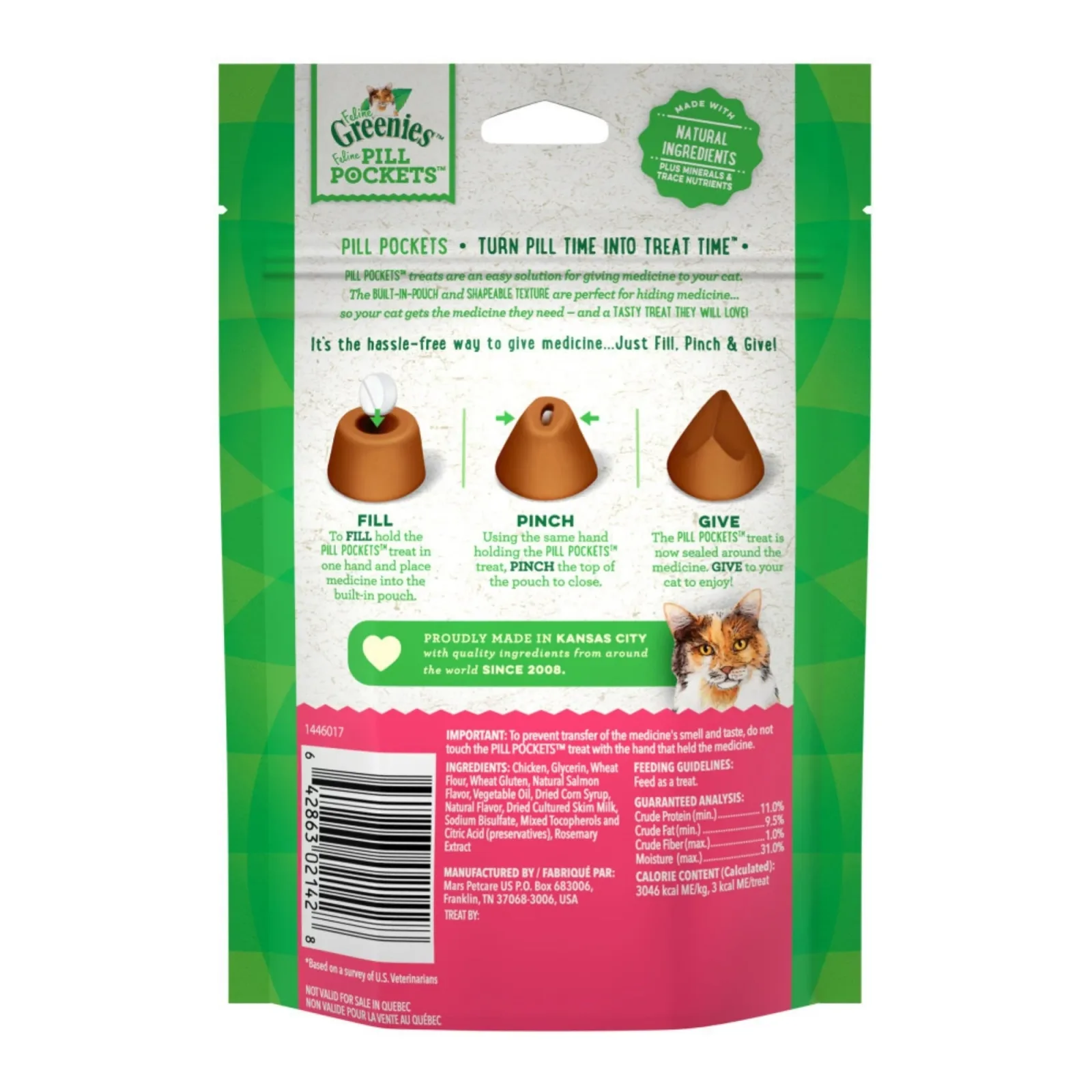 Greenies Feline Pill Pockets Cat Treats Salmon, 1.6 oz, 45 ct - Image 2