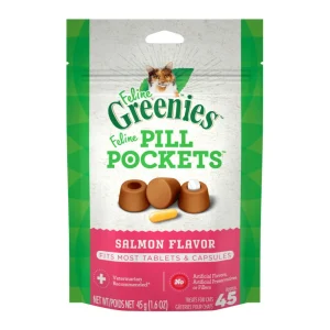 Greenies Feline Pill Pockets Cat Treats Salmon, 1.6 oz, 45 ct