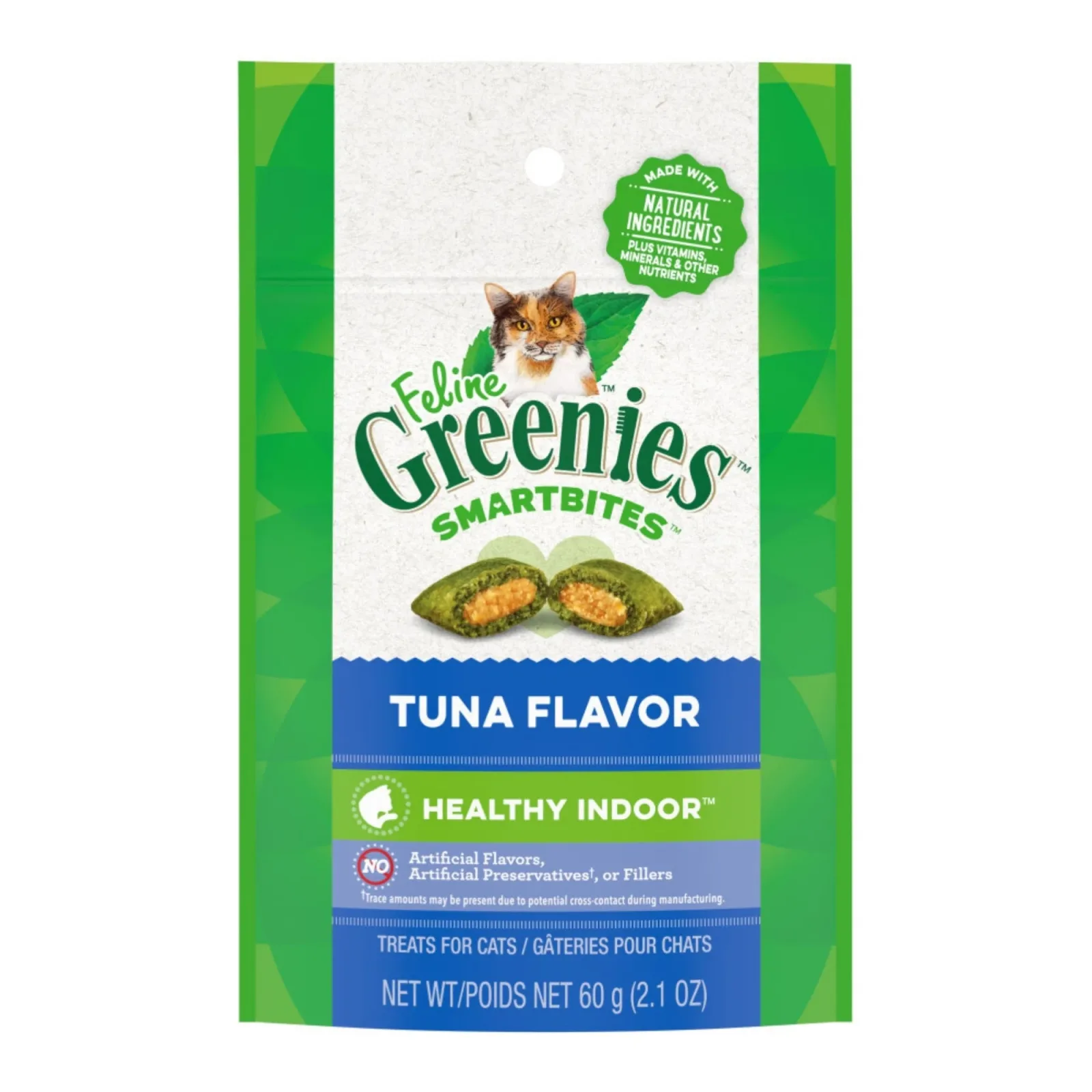Greenies Feline SmartBites Healthy Indoor Cat Treats Tuna, 2.1 oz - Image 2