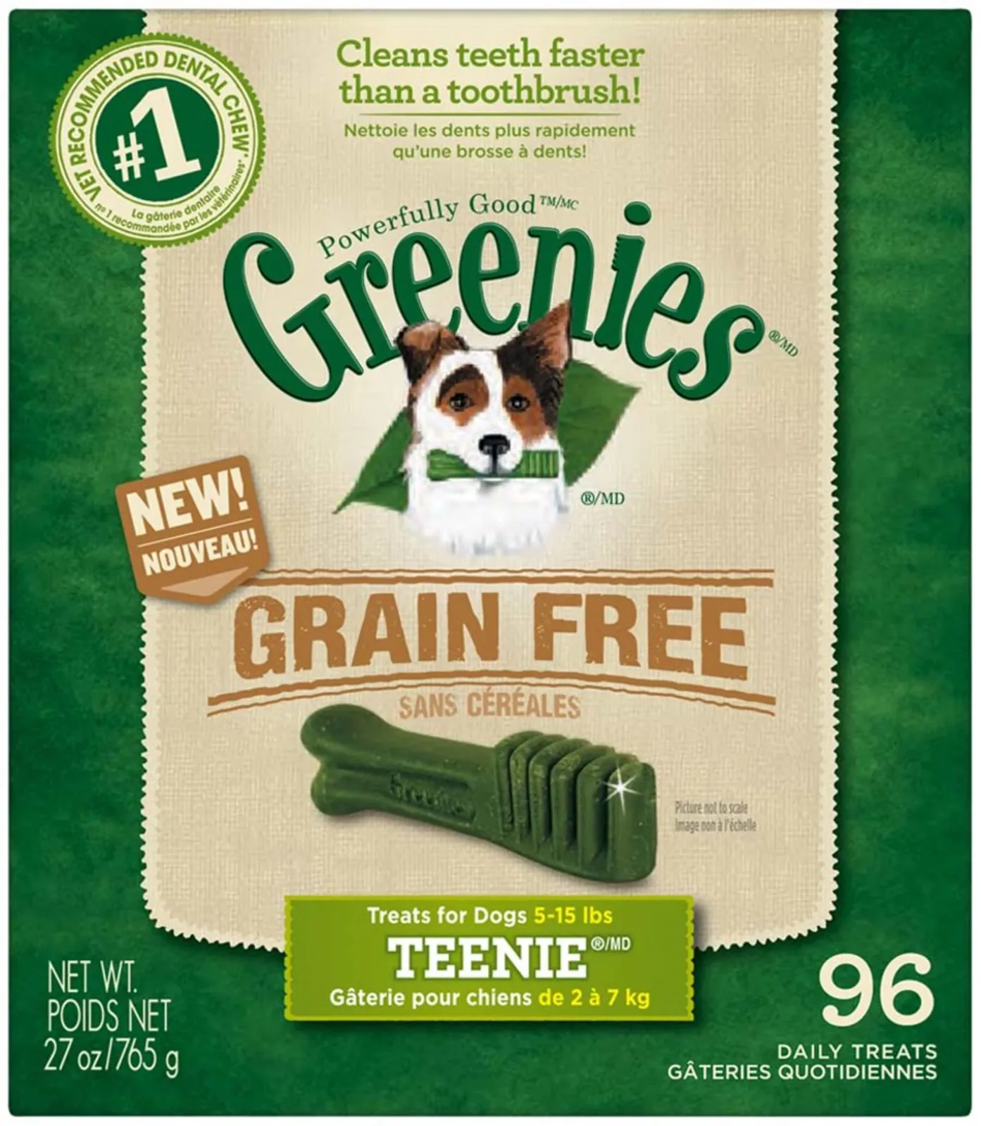 Greenies Grain-Free Dog Dental Dog Treats Teenie Original 27 oz, 96 ct