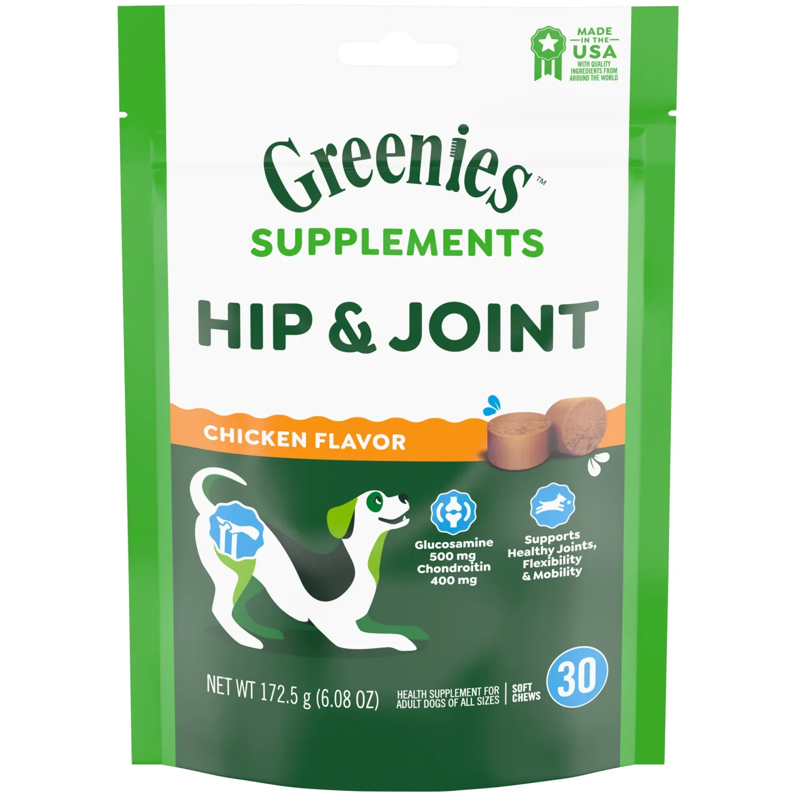 Greenies Hip & Joint Soft Chew Dog Supplements Chicken 30 ct