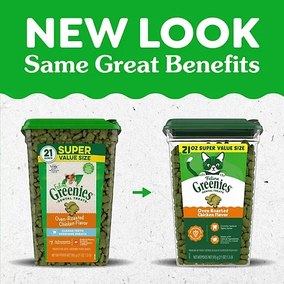 Greenies Natural Dental Care Cat Treats Oven Roasted Chicken Flavor, 21 oz. - Image 2