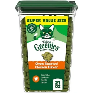 Greenies Natural Dental Care Cat Treats Oven Roasted Chicken Flavor, 21 oz.
