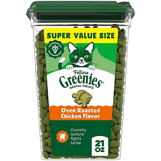 Greenies Natural Dental Care Cat Treats Oven Roasted Chicken Flavor, 21 oz.
