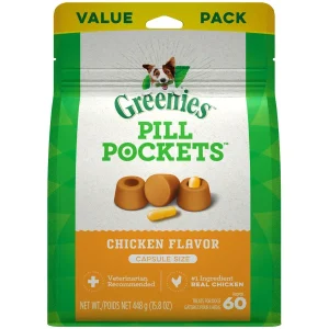 Greenies Pill Pockets for Capsules Chicken, 60 ct, 15.8 oz
