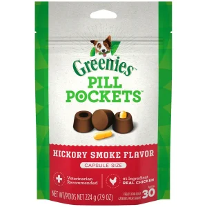 Greenies Pill Pockets for Capsules Hickory Smoke, 30 ct, 7.9 oz