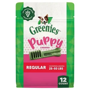 Greenies Puppy Regular Size Natural Dental Dog Treats, 12 oz.