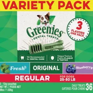 Greenies Regular Chews Flavored with Spearmint and Blueberry Dog Treat