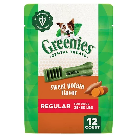 Greenies Regular Natural Dog Dental Treats, Sweet Potato Flavor, 12 oz.