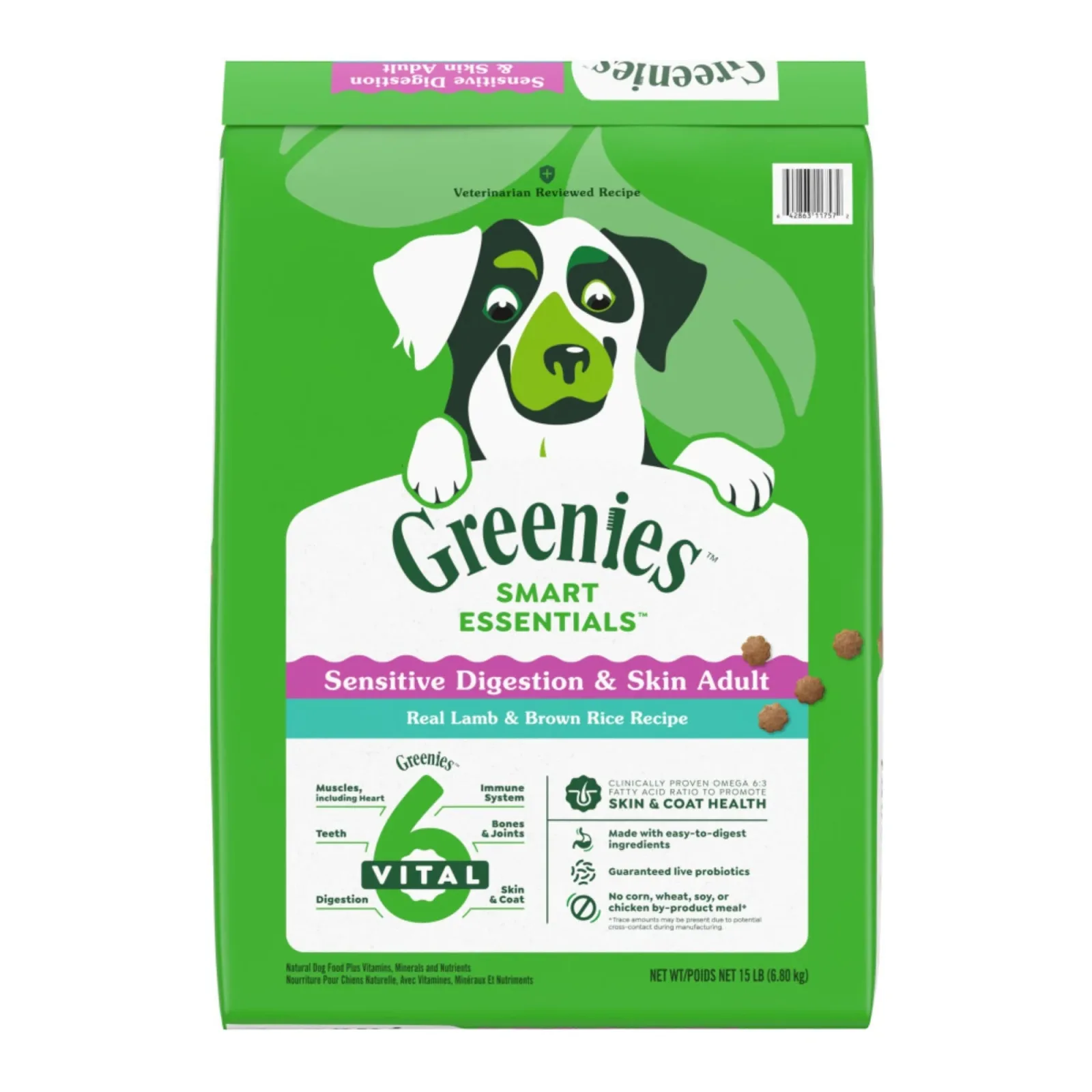 Greenies Smart Essentials Sensitive Digestion & Skin Dry Dog Food Lamb, 15 lb