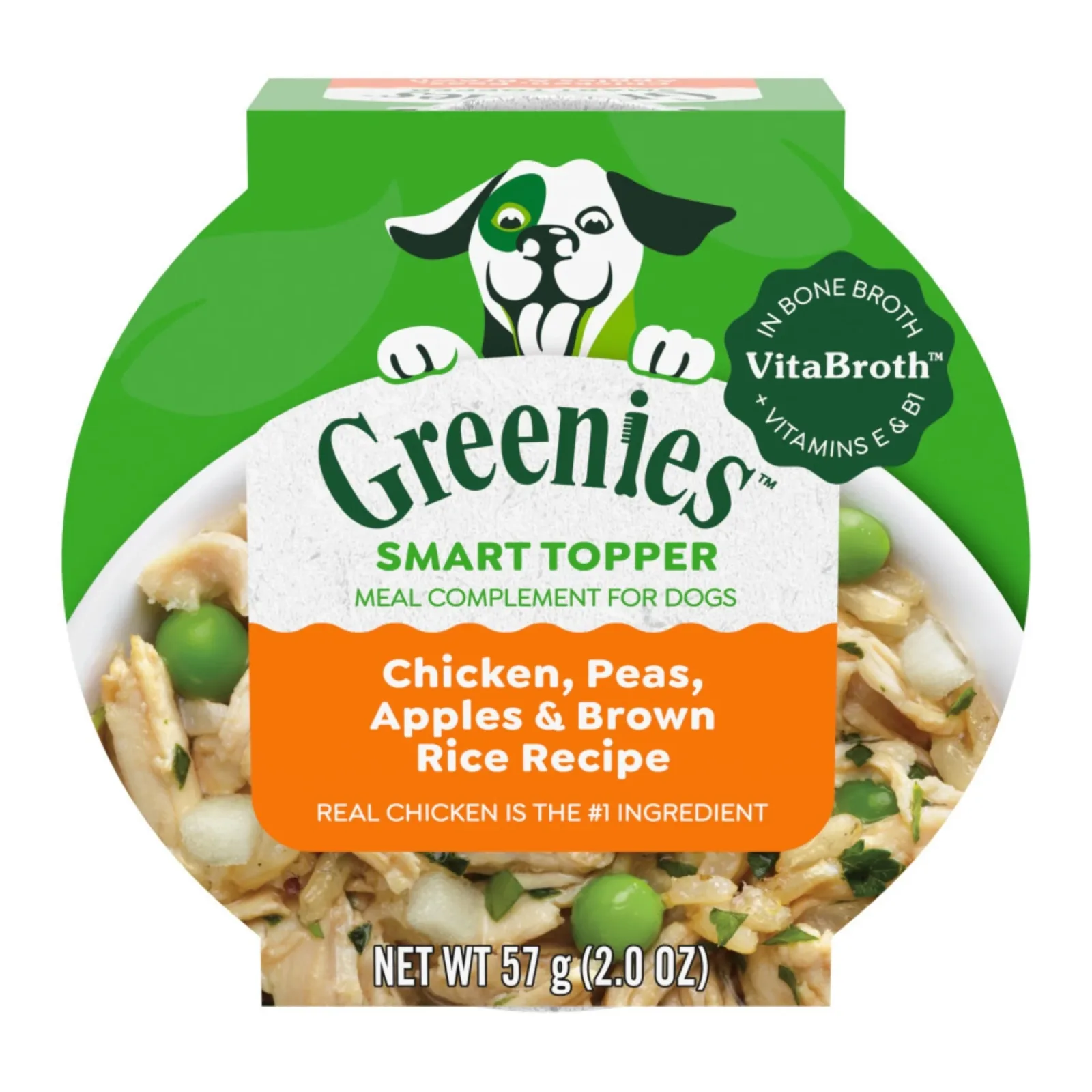 Greenies Smart Topper Meal Compliment for Dogs Chicken, Peas, Apples Brown Rice, 2 oz each, Case of 10