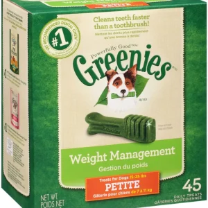 Greenies Weight Management Dog Dental Dog Treats Petite, 27 oz, 45 ct