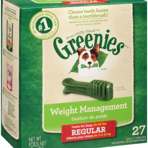 Greenies Weight Management Dog Dental Dog Treats Regular, 27 oz, 27 ct