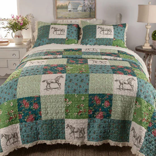 Greenland Home Fashions Rosie Floral Patch Ruffle Quilt Set - Image 2
