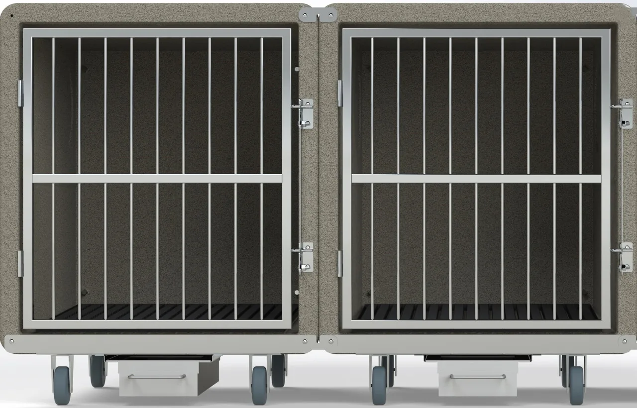 Groomer's Best Modular Kennel 2 Bank Tan Side-By-Side +2 Bases