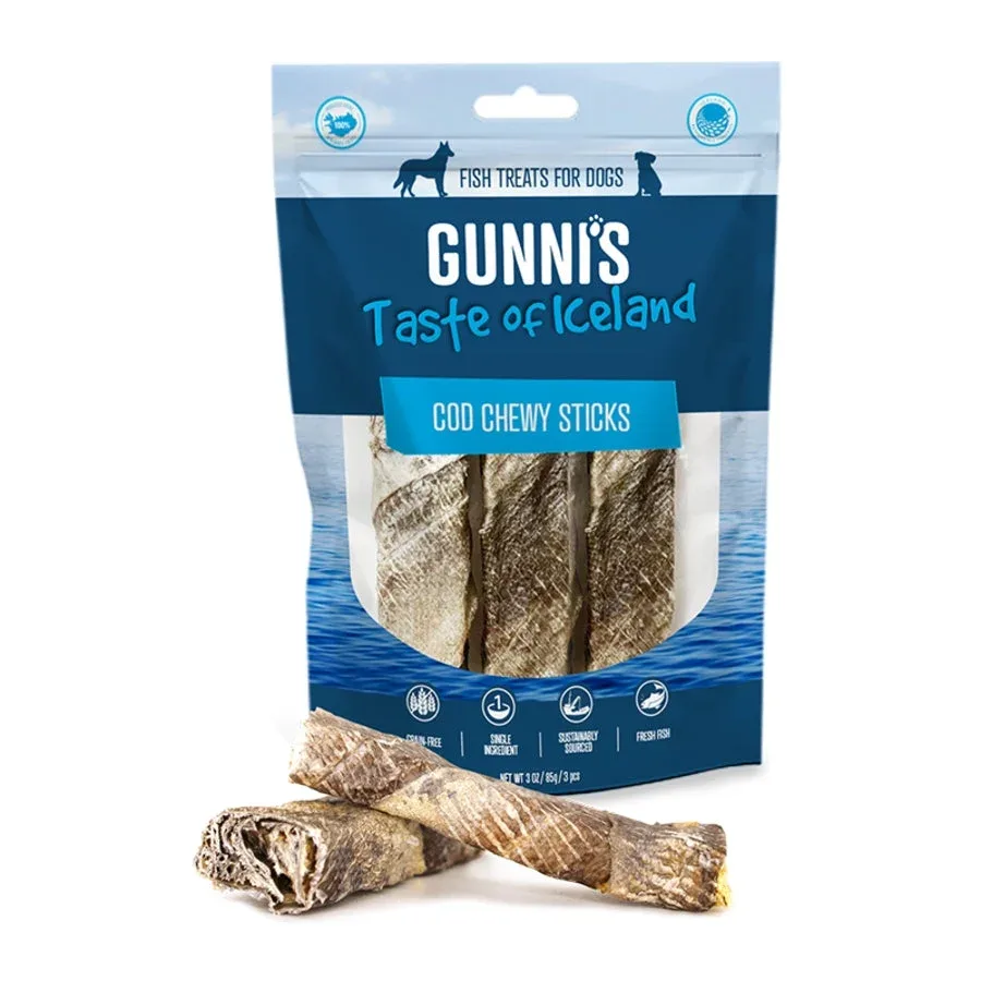 Gunnis Dog Chewy Sticks Cod Skin 3 ct
