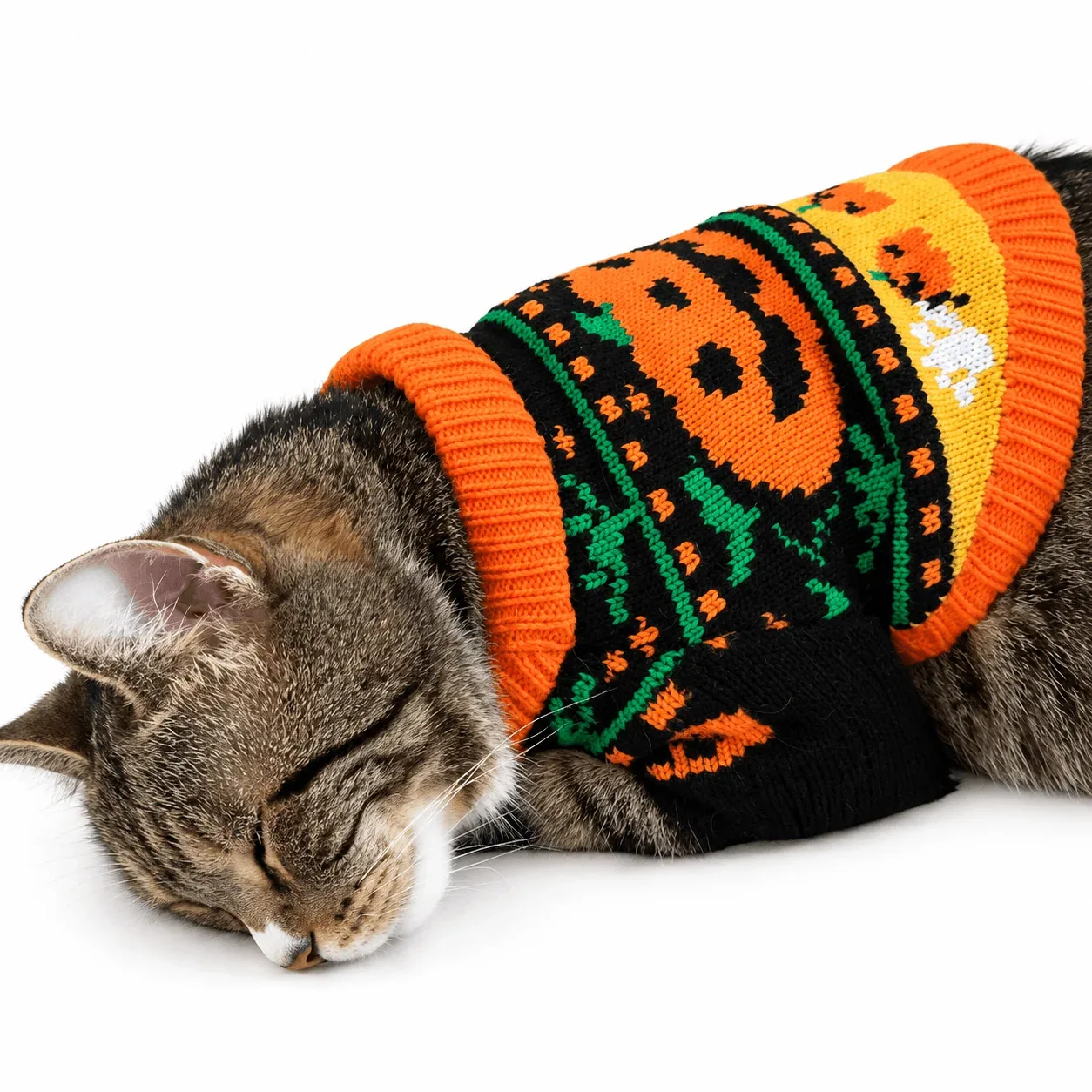 Halloween Pumpkin Pet Sweater for Cats & Small Dogs