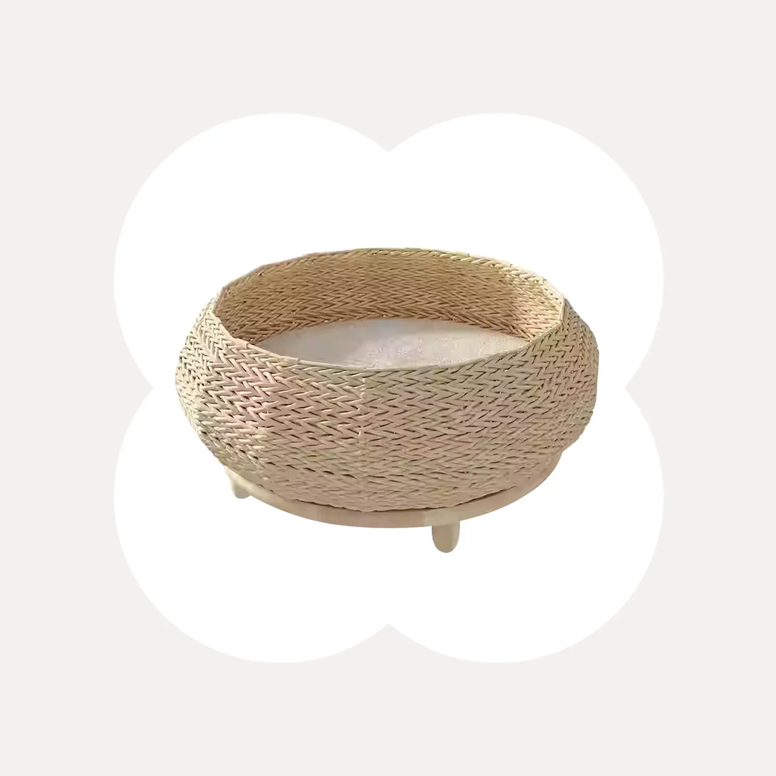 Handwoven Rattan Wood Cat Bed - Image 2