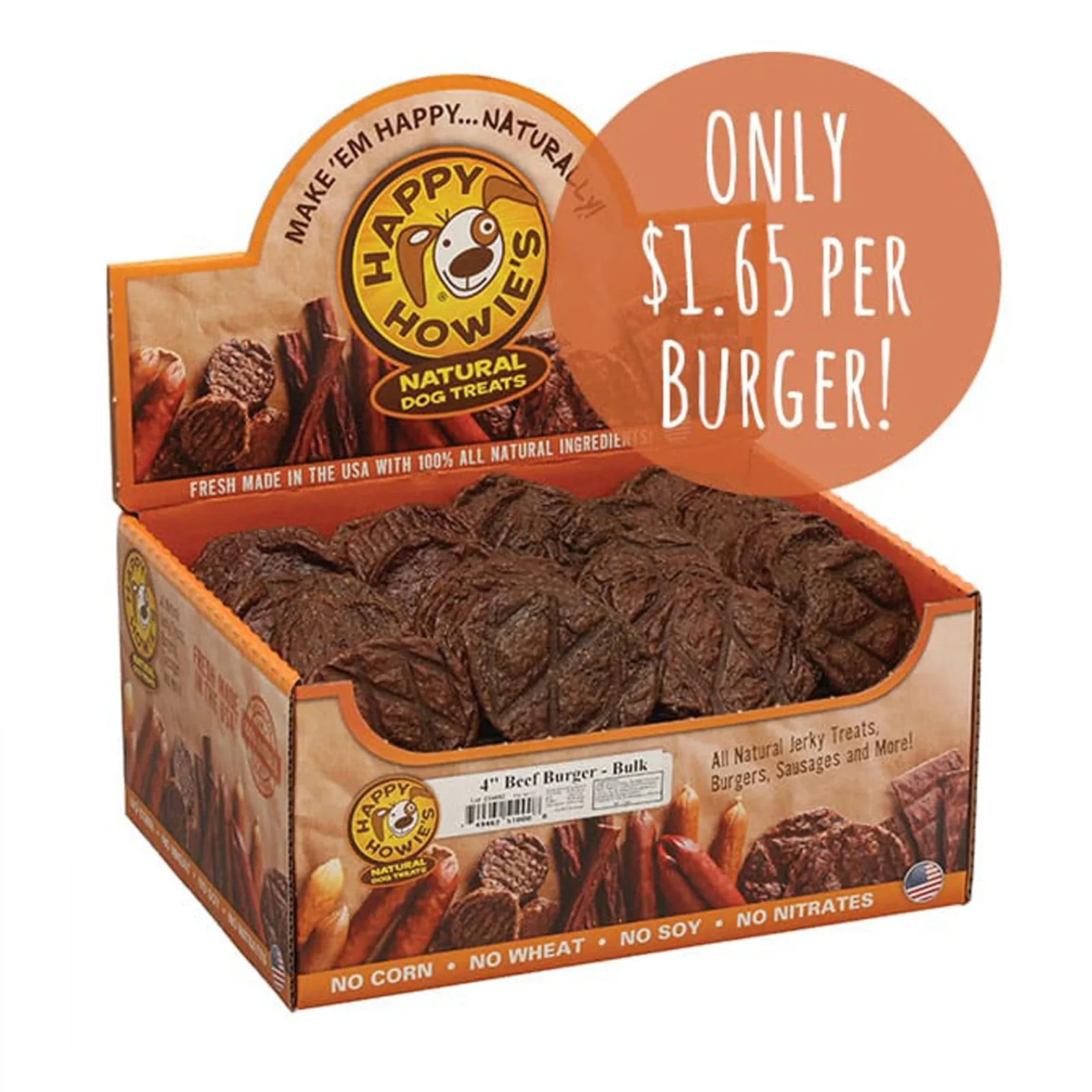 Happy Howie Dog Beef Burger 4 in 60 ct