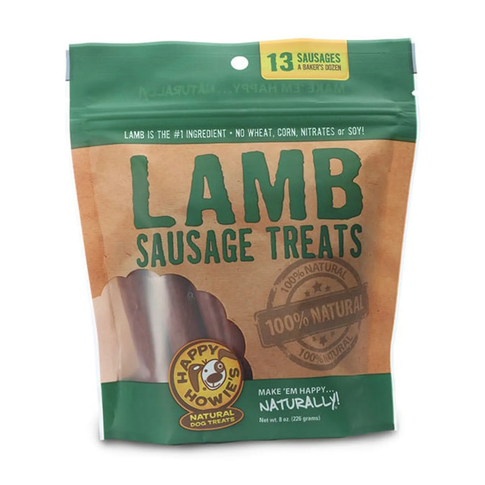 Happy Howie Dog Lamb Sausage Bakers Dozen 4 in 8 oz