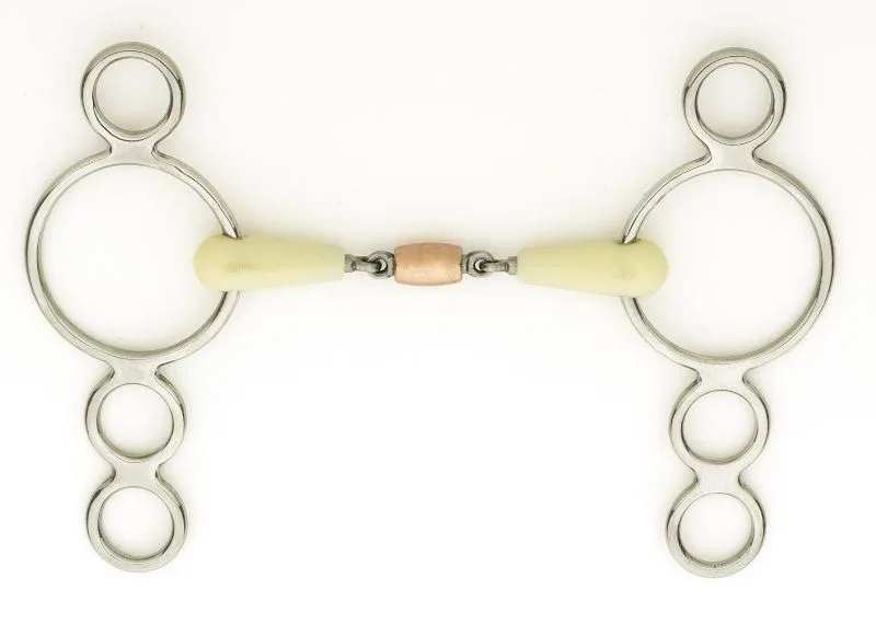 Happy Mouth Copper Roller 3 Ring Gag Bit