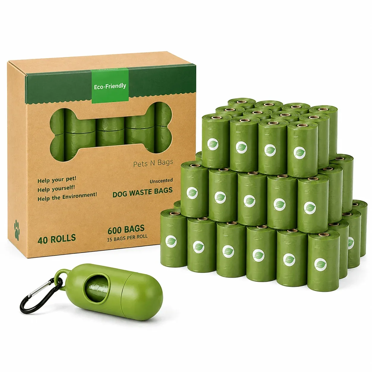 HDPE + EPI Dog Poop Bags – Leak-Proof Rolls with Free Dispenser