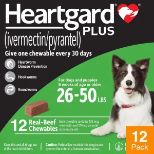 Heartgard Plus For Dogs 26-50lbs (12-22kg) - 12 Chewables