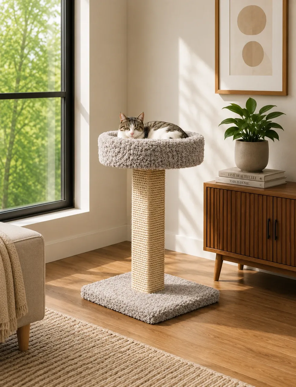 Heavy Duty Cat Scratching Post with Bed for Large Cats