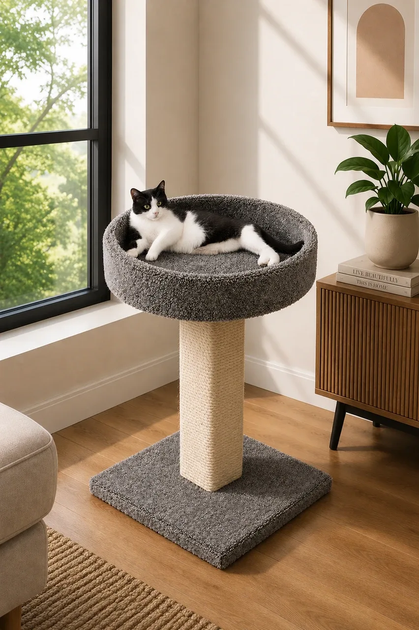 Heavy Duty Cat Scratching Post with Large Sleeping Perch for Large Cats