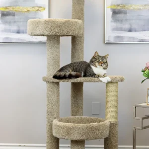 Heavy Duty Solid Wood Cat Tower for Large Cats