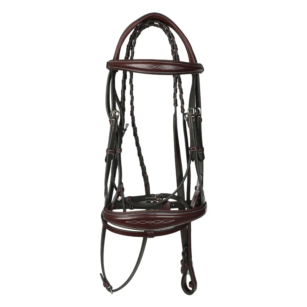 Henri de Rivel Jamaika Pro Anatomical Fancy Raised Wide Flash Noseband Bridle with Raised Laced Reins